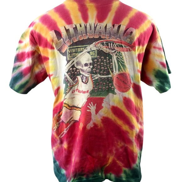 Vintage 1992 The Grateful Dead Lithuania T Shirt XL Tie Dye Basketball Olympic - Picture 5 of 13